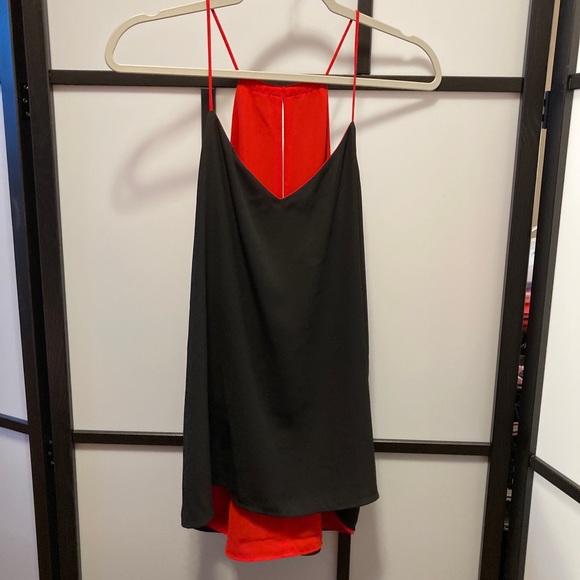 Express Tops - Express Reversible black or red sexy spaghetti strap silk blouse
